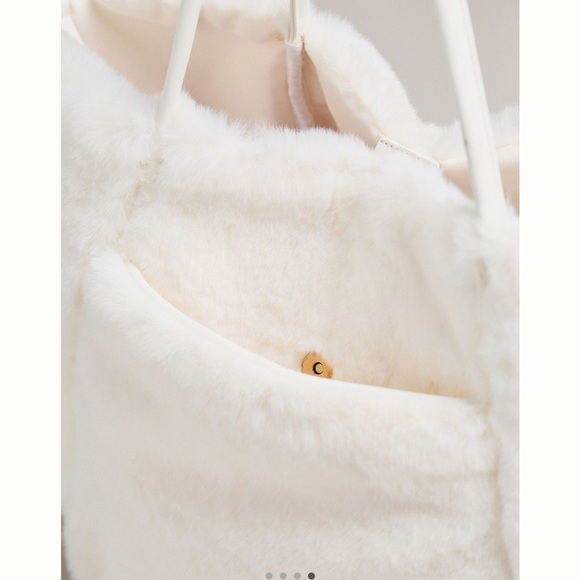 Anthropologie Soft White Faux Fur Tote - Picture 3 of 9